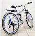 Bicycle Land Rover White-Blue on alloy wheels with 3 spoke wheels Bicycle Land Rover White-Blue on alloy wheels with 3 spoke wheels